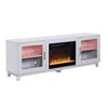 Hivvago Samy 70 Inch Tv Console Led Fireplace Heater, Glass Door, White, Silver