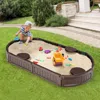 Hivvago Sandbox With Built-in Corner Seat And Bottom Liner-brown