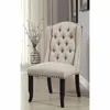 Hivvago Button Tufted Fabric Upholstered Wooden Bar Chair, Beige And Black, Set Of Two