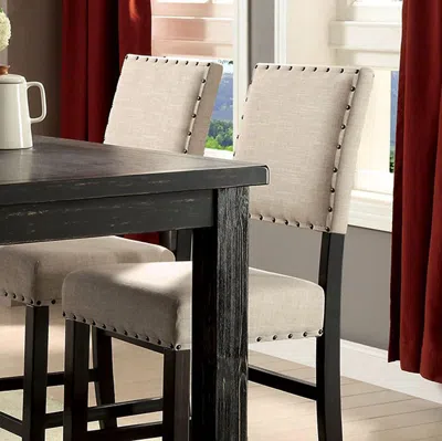 Hivvago Sania Ii Rustic Counter Height Chair, Antique Black Finish, Set Of 2
