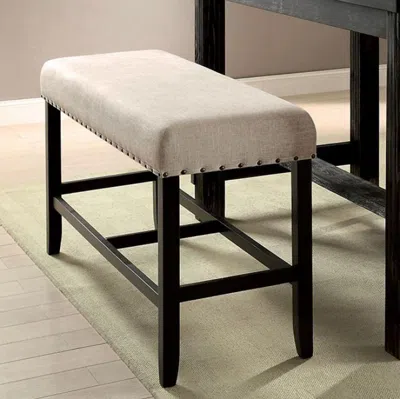 Hivvago Sania Ii Rustic Counter Ht. Bench, Antique Black Finish