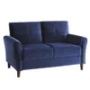 Hivvago Sarah 57 Inch Loveseat, Blue Velvet, Stitch Tufting, Reversible Cushions In Blue