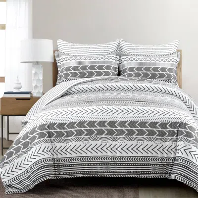 Hivvago Scandinavian Chevron 5 Piece Black White Lightweight Comforter Set In Gray