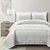 Hivvago Scandinavian Chevron Grey White Reversible Cotton Quilt Set In Blue