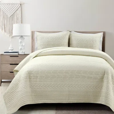 Hivvago Scandinavian Chevron Ivory Reversible Cotton Quilt Set