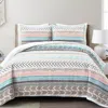 Hivvago Scandinavian Chevron Teal White Orange Reversible Cotton Quilt Set In Multi