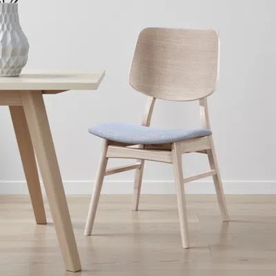 Hivvago Scar Dining Chair Set Of 2, Gray Polyester Seat, White Rubberwood