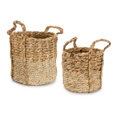 Hivvago Seagrass Basket With Handles (set Of 2) In Brown