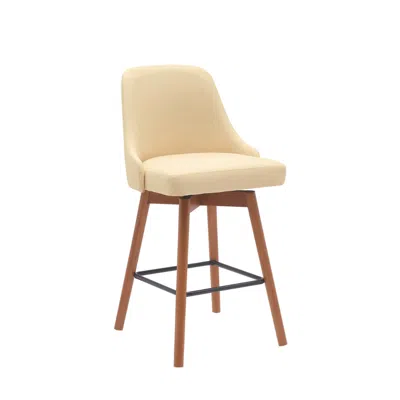 Hivvago Sean 26 Inch Counter Stool Chair, Swivel, Parson, Cream Faux Leather, Brown In Neutral