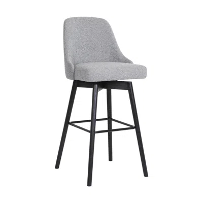 Hivvago Sean 30 Inch Barstool Chair, Parson Style, Swivel, Light Gray Fabric, Black