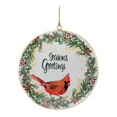 Hivvago Seasons Greetings Cardinal Disc Ornament (set Of 6) In Green