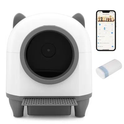 Hivvago Self-cleaning Litter Box For Multi-cat & Senior Cats Home In White
