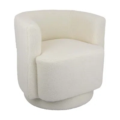 Hivvago Selvi Swivel Accent Chair, Extra Soft Cushioning, Round, White Fabric
