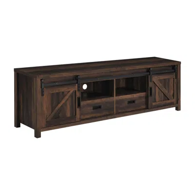 Hivvago Sem 79 Inch Tv Media Entertainment Console, 2 Drawers, Dark Brown Finish