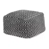 Hivvago Sena 22 Inch Ottoman Pouf, Handwoven Pattern, Cotton Cover, Black White In Black