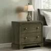 Hivvago Seon Nightstand, 2 Drawers With Brass Knobs, Dark Cocoa Brown Wood In Brown