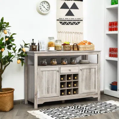 Hivvago Server Buffet Sideboard With Wine Rack And Open Shelf-gray