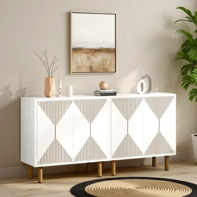 Hivvago Serving Buffet Cabinet Sideboard Console, 59 Inch 4 Doors, Gold Legs