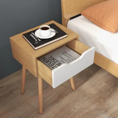 Hivvago Set Of 1/2 Modern Nightstand With Storage Drawer For Bedroom Living Room-1 Piece