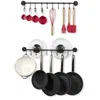 Hivvago Set Of 2 - Black Metal Wall Mounted Pot Rack With 20 Hanging Hooks