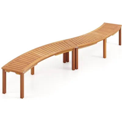 Hivvago Set Of 2 - Outdoor Backless Wooden Garden Bench With Modern Arch Design In Brown