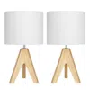 Hivvago Set Of 2 - Scandinavian Style Tripod Desk Lamp With White Linen Drum Shade In Multi