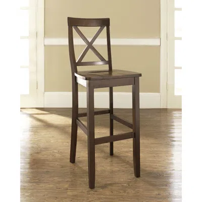 Hivvago Set Of 2 - X-back 30-inch Solid Wood Barstool In Mahogany Finish In Brown