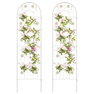 Hivvago Set Of 2- 6-ft Galvanized Steel Outdoor Garden Trellis In White Metal Finish