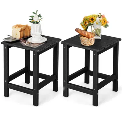 Hivvago Set Of 2 14 Inch Square Weather-resistant Adirondack Side Table-black