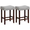 Hivvago Set Of 2 24 Inch Bar Stool With Curved Seat Cushions-gray In Brown