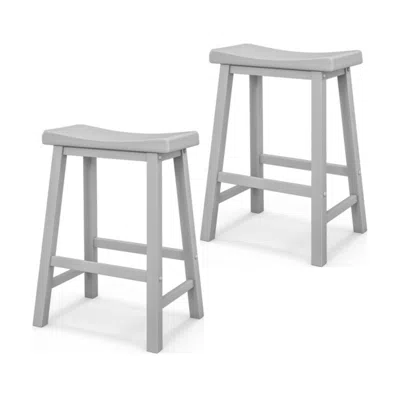 Hivvago Set Of 2 24 Inch Counter Height Stools With Solid Wood Legs-gray