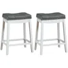 Hivvago Set Of 2 24-inch Height Backless Counter Stool With Footrest-white