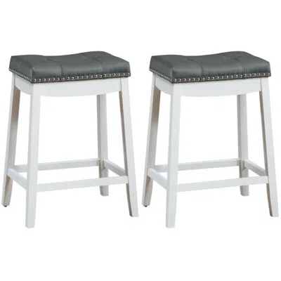 Hivvago Set Of 2 24-inch Height Backless Counter Stool With Footrest-white
