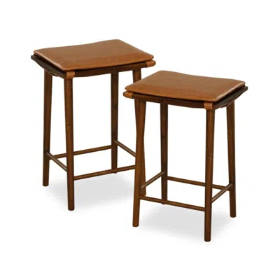 Hivvago Set Of 2 25.5 Inch Barstools With Removable Cushion And Footrest In Black