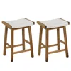 Hivvago Set Of 2 25.5 Inch Dining Bar Stool With Seaweed Woven Seat