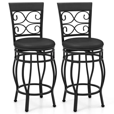 Hivvago Set Of 2 26 Inch Bar Stool With Backrest And Footrest-black