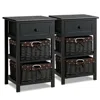 Hivvago Set Of 2 3-layer 1 Drawer Wood Bedside End Table-black