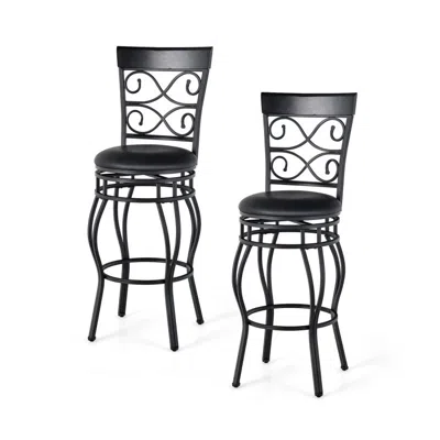 Hivvago Set Of 2 30 Inch Bar Stool With Backrest And Footrest-black