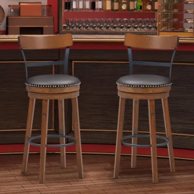 Hivvago Set Of 2 30.5 Inch Swivel Pub Height Bar Stool In Brown