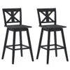 Hivvago Set Of 2 Swivel Counter Height Bar Stools With Solid Wood Legs-white
