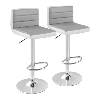 Hivvago Set Of 2 Adjustable Heights Barstool With Pu Leather In Black