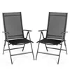 Hivvago Set Of 2 Adjustable Portable Patio Folding Dining Chair Recliners-black