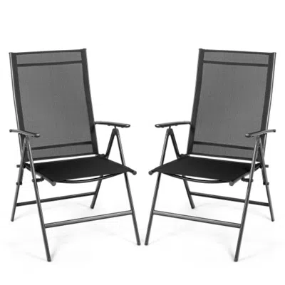 Hivvago Set Of 2 Adjustable Portable Patio Folding Dining Chair Recliners-black
