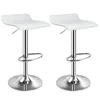Hivvago Set Of 2 Adjustable Pu Leather Backless Bar Stools-white