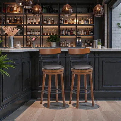 Hivvago Set Of 2 Adjustable Swivel Counter Stools For Kitchen Or Bar Use
