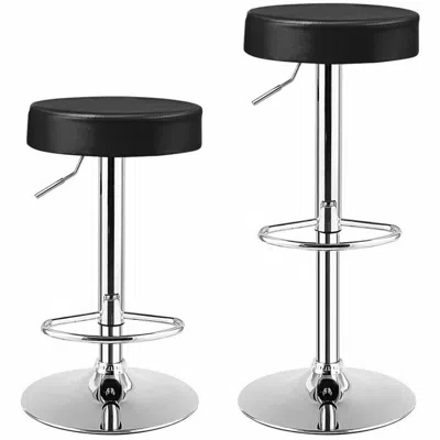 Hivvago Set Of 2 Adjustable Swivel Round Bar Stool Pub Chairs-black