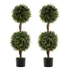 Hivvago Set Of 2 Artificial Double Topiary Ball Trees