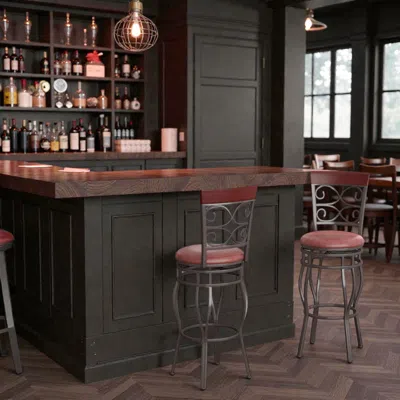 Hivvago Set Of 2 Bar Chairs With Supportive Backrests And Built-in Footrests In Brown