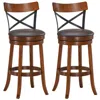 Hivvago Set Of 2 Bar Stools 360-degree Swivel Dining Bar Chairs With Rubber Wood Legs-29.5 Inch In Brown