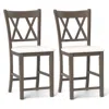 Hivvago Set Of 2 Bar Stools With Cross Back And Linen Fabric Upholstered Seat-beige